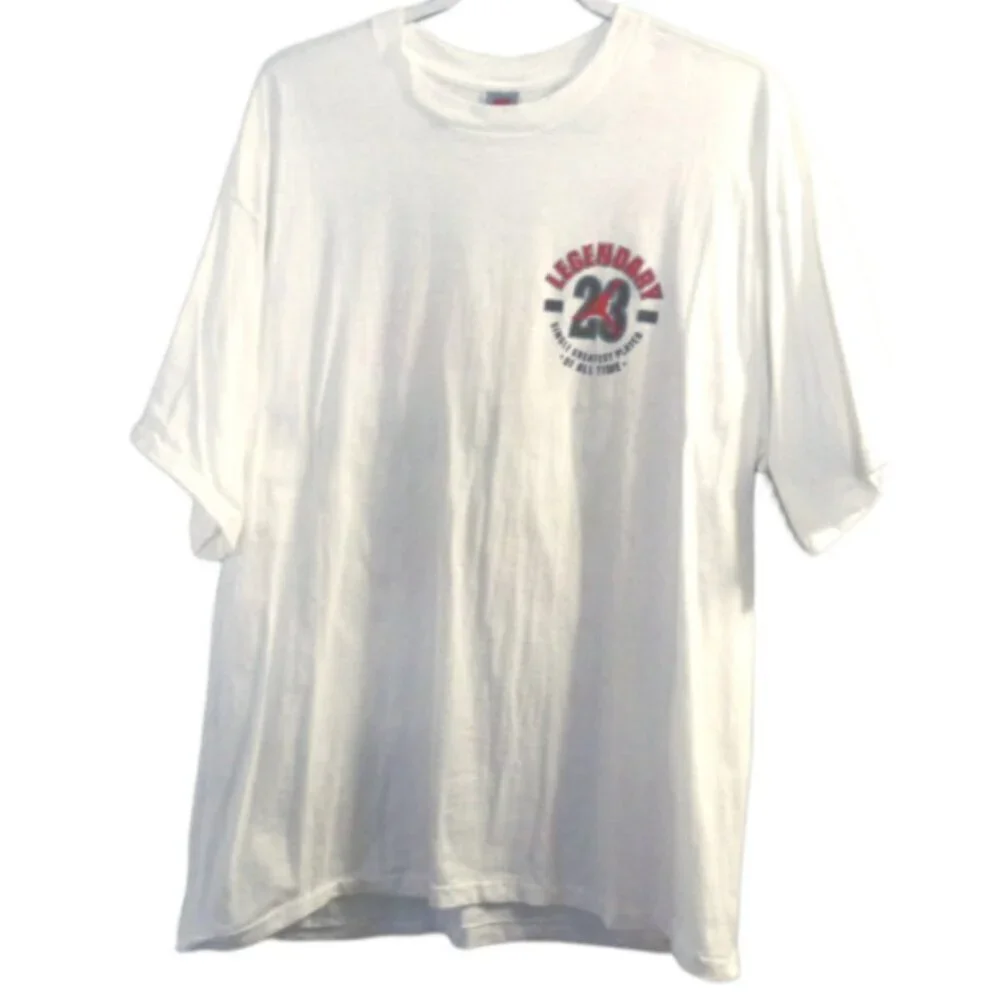 Vintage AIR JORDAN No 23 white T Shirt 100% cotton Legendary NIKE Adult size XL